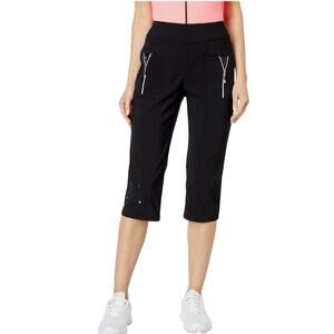 Jamie Sadock Pedal Pusher Golf Pants, Zipper & Rivet Details, Black, Size 4